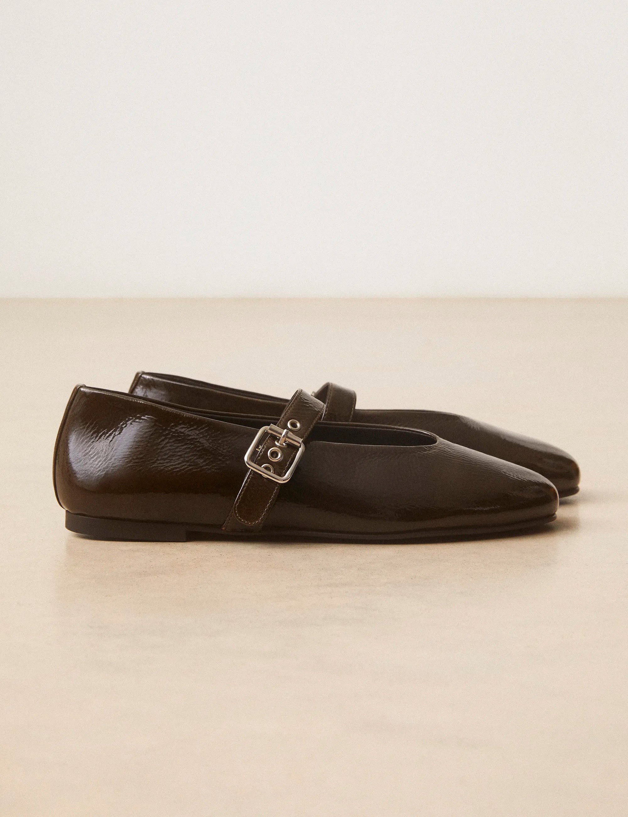 Babies Cuir Vernis Kaki - Numéro 140 - Rivecour