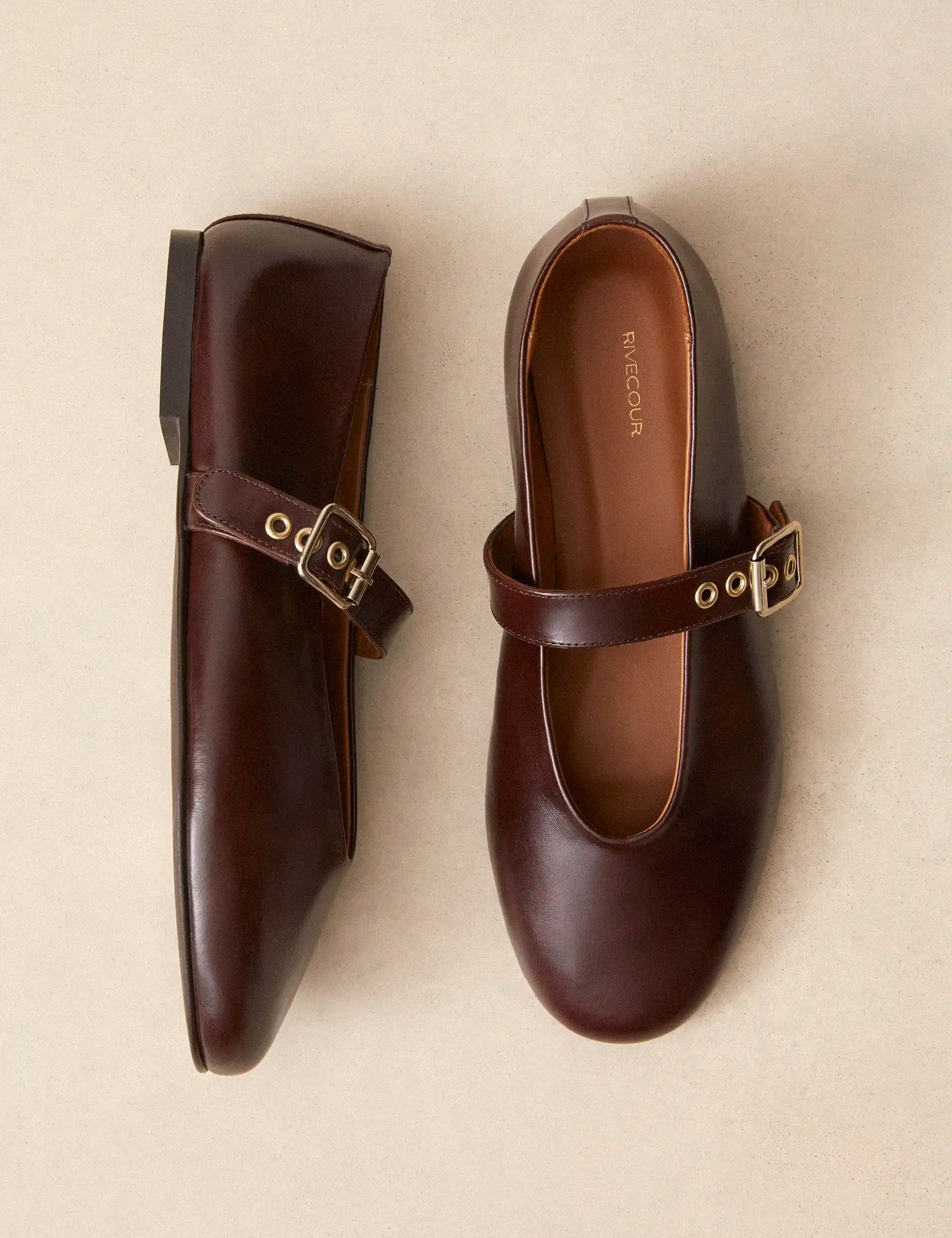 Babies Cuir Marron Chocolat - Numéro 140 - Rivecour