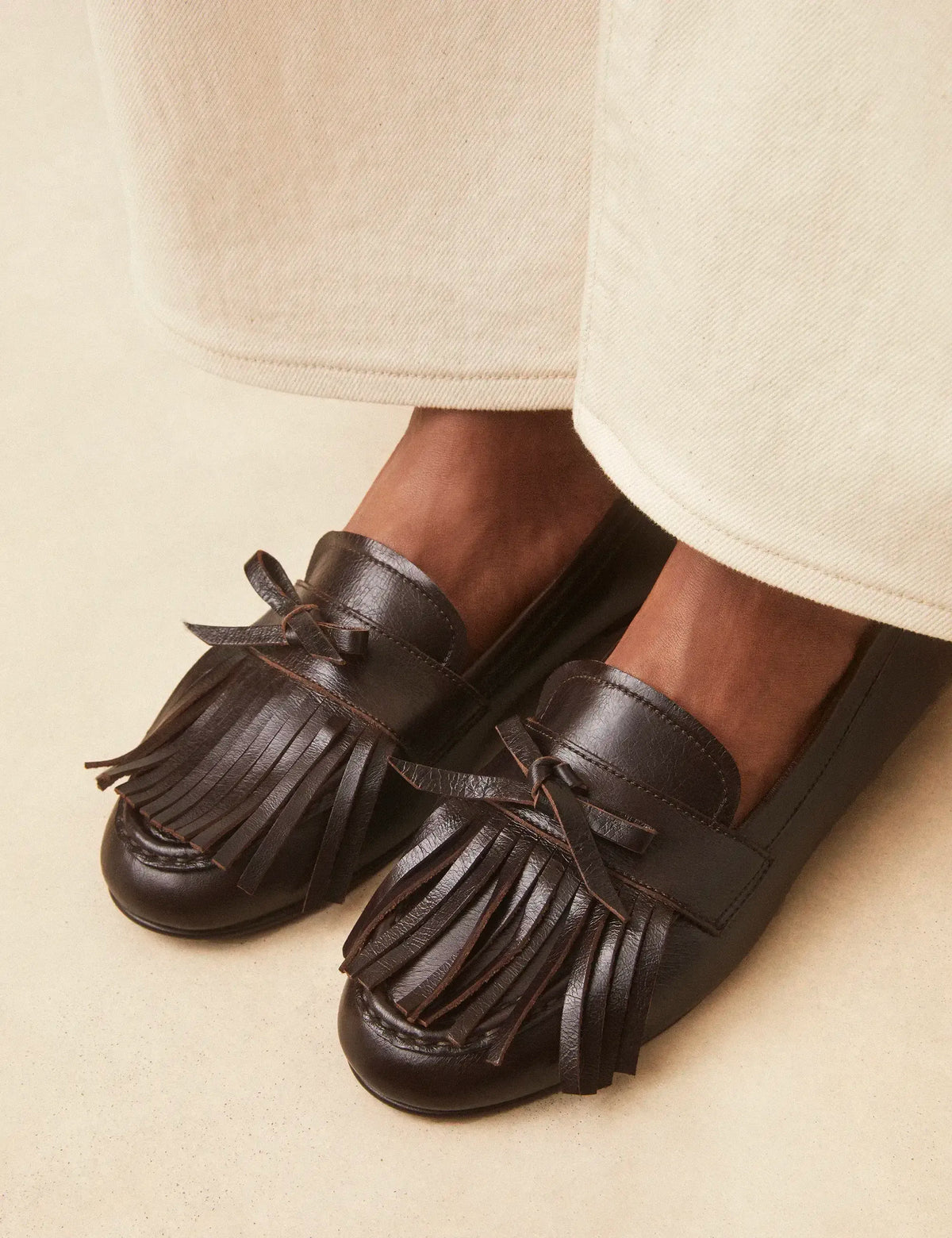 Mocassins Cuir Façon Vintage Marron Chocolat - Numéro 156 - Rivecour