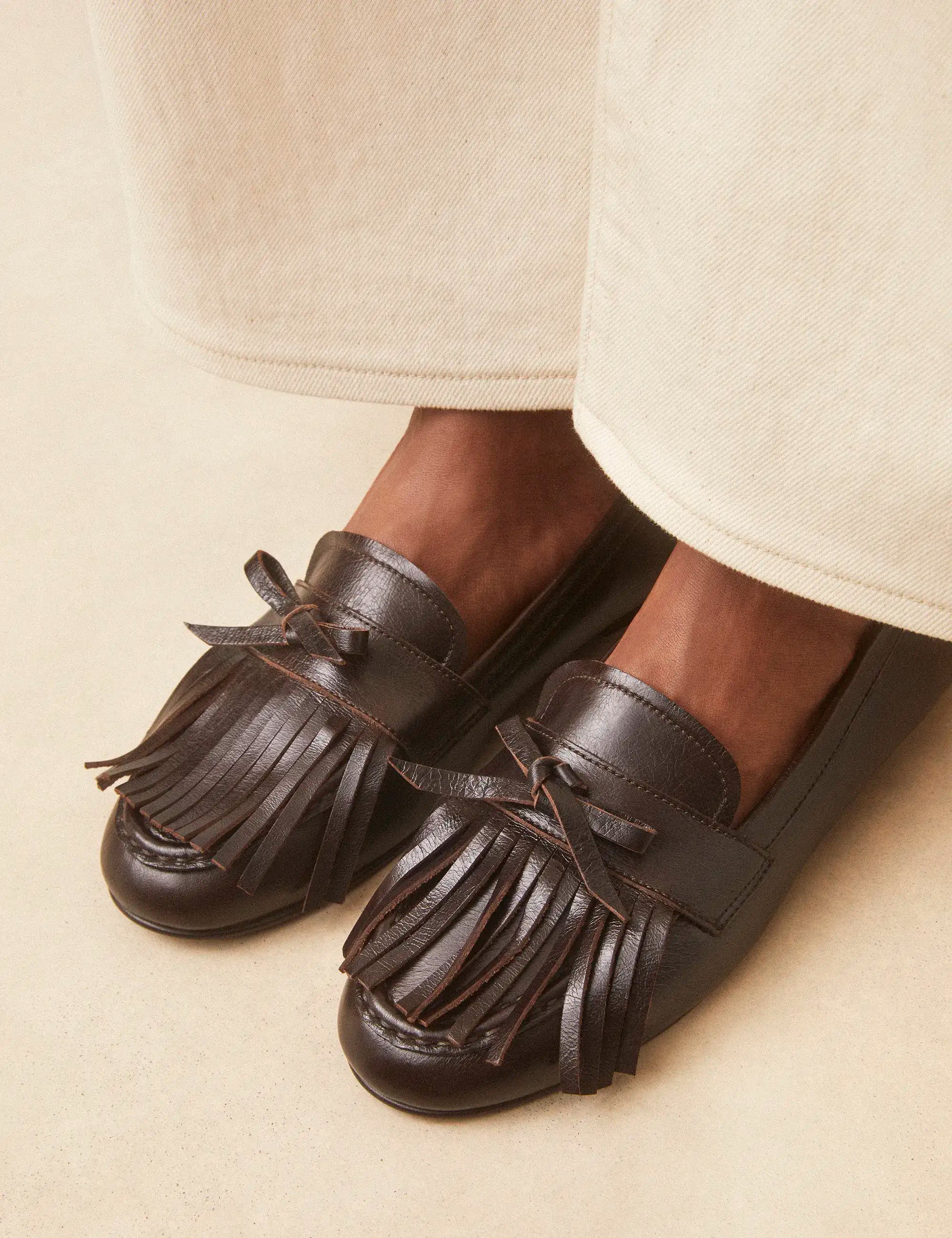 Mocassins Cuir Façon Vintage Marron Chocolat - Numéro 156 - Rivecour