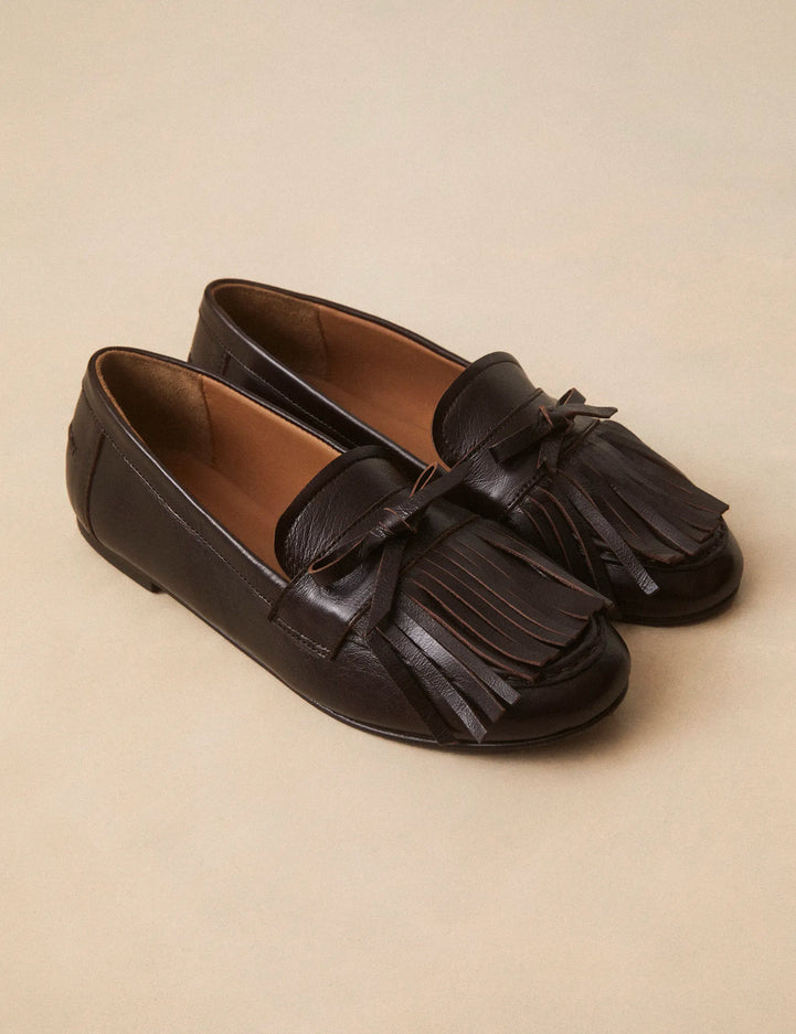 Mocassins Cuir Façon Vintage Marron Chocolat - Numéro 156 - Rivecour