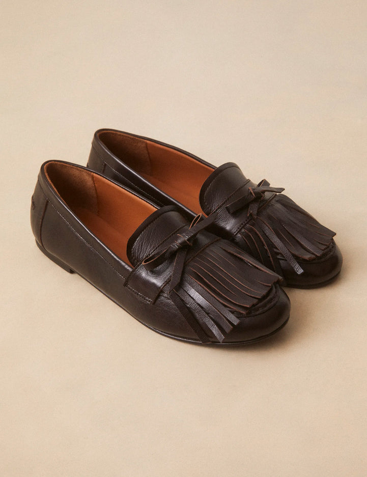 Mocassins Cuir Façon Vintage Marron Chocolat - Numéro 156 - Rivecour