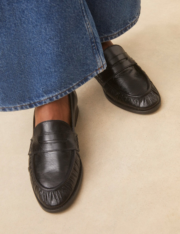 Mocassins Cuir Façon Vintage Noir - Numéro 158 - Rivecour