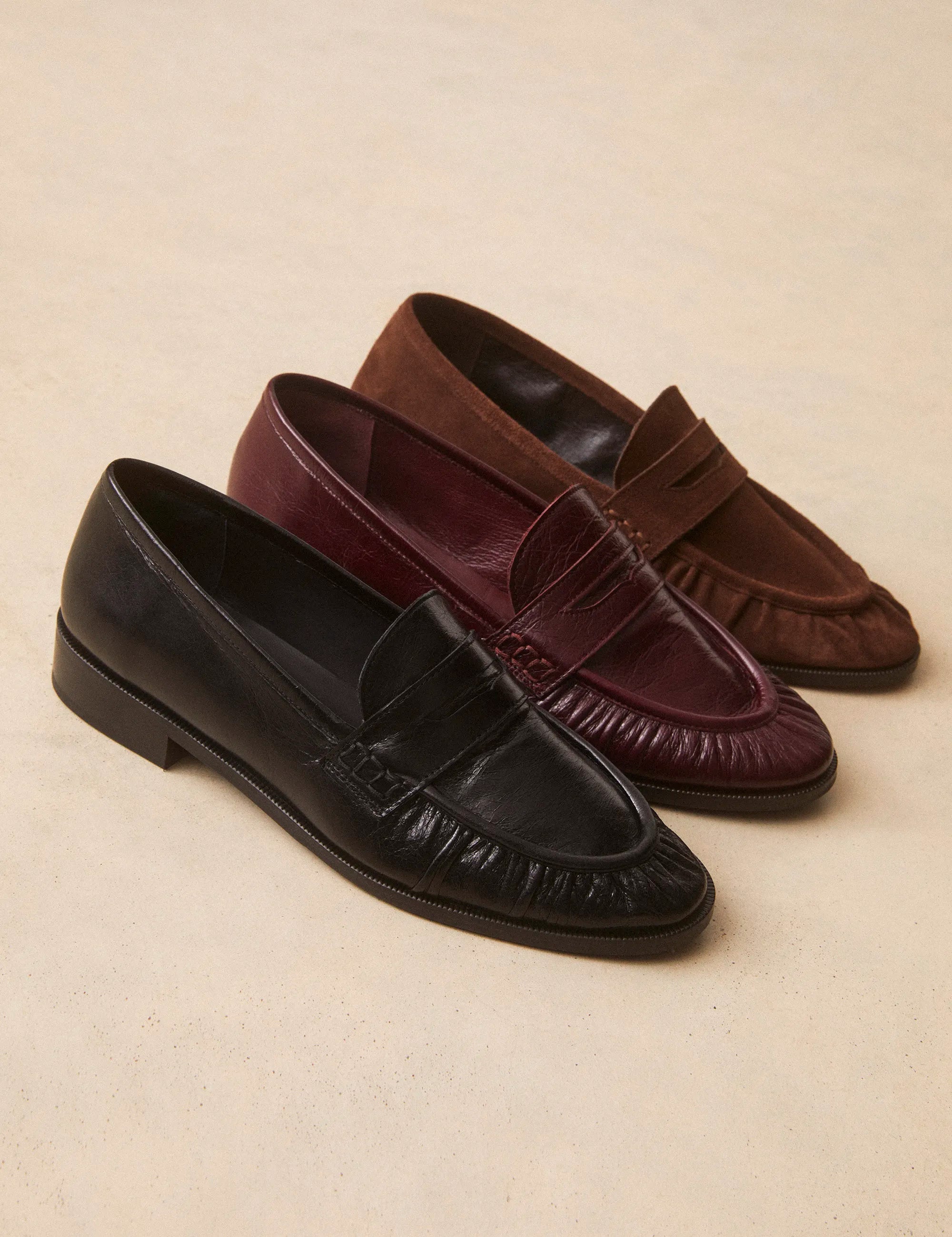 Mocassins Cuir Façon Vintage Noir - Numéro 158 - Rivecour