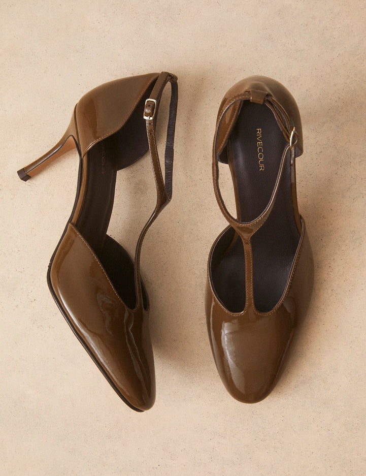 Escarpins Cuir Vernis Kaki - Numéro 176 - Rivecour