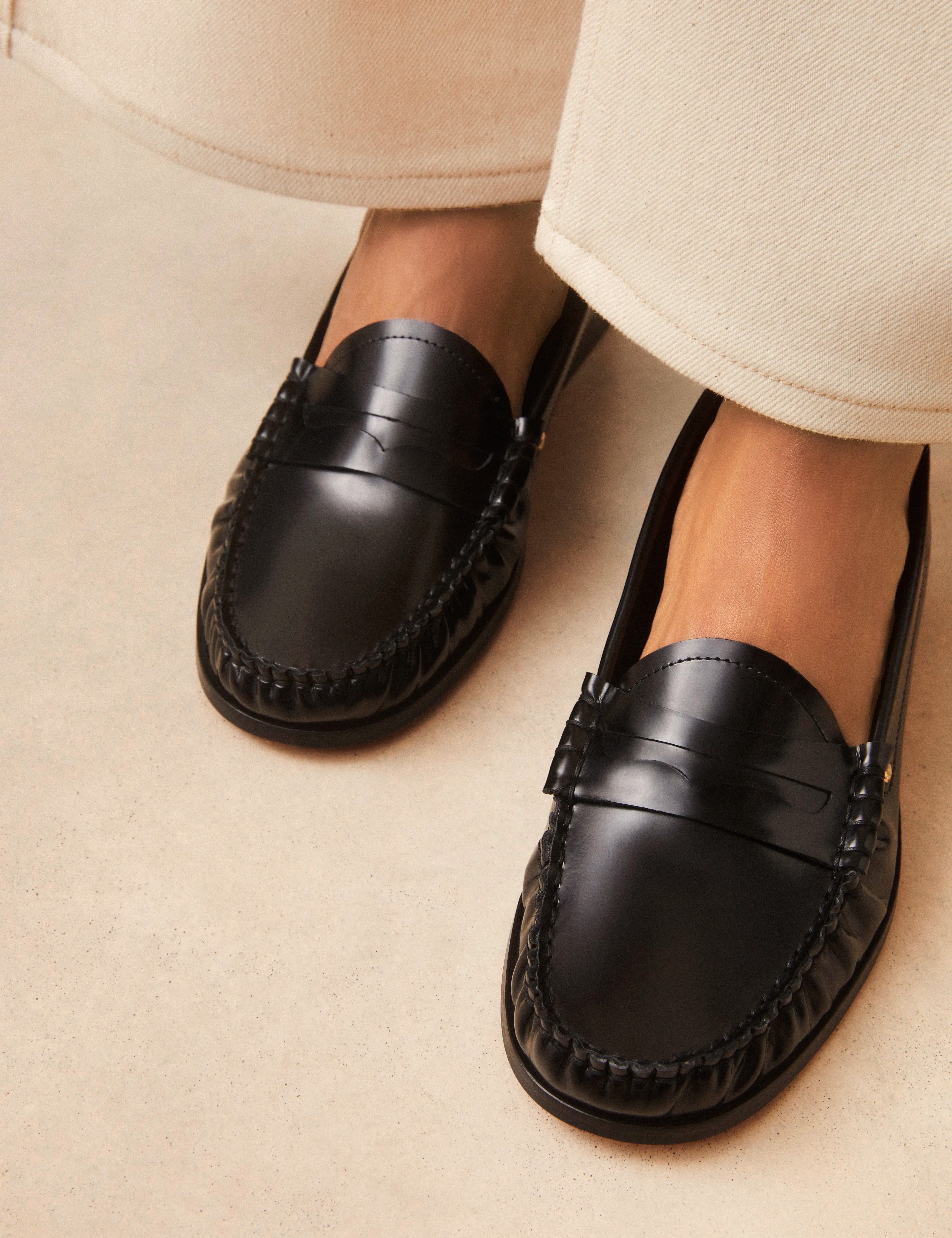 Mocassins Cuir Glacé Noir - Numéro 182 - Rivecour