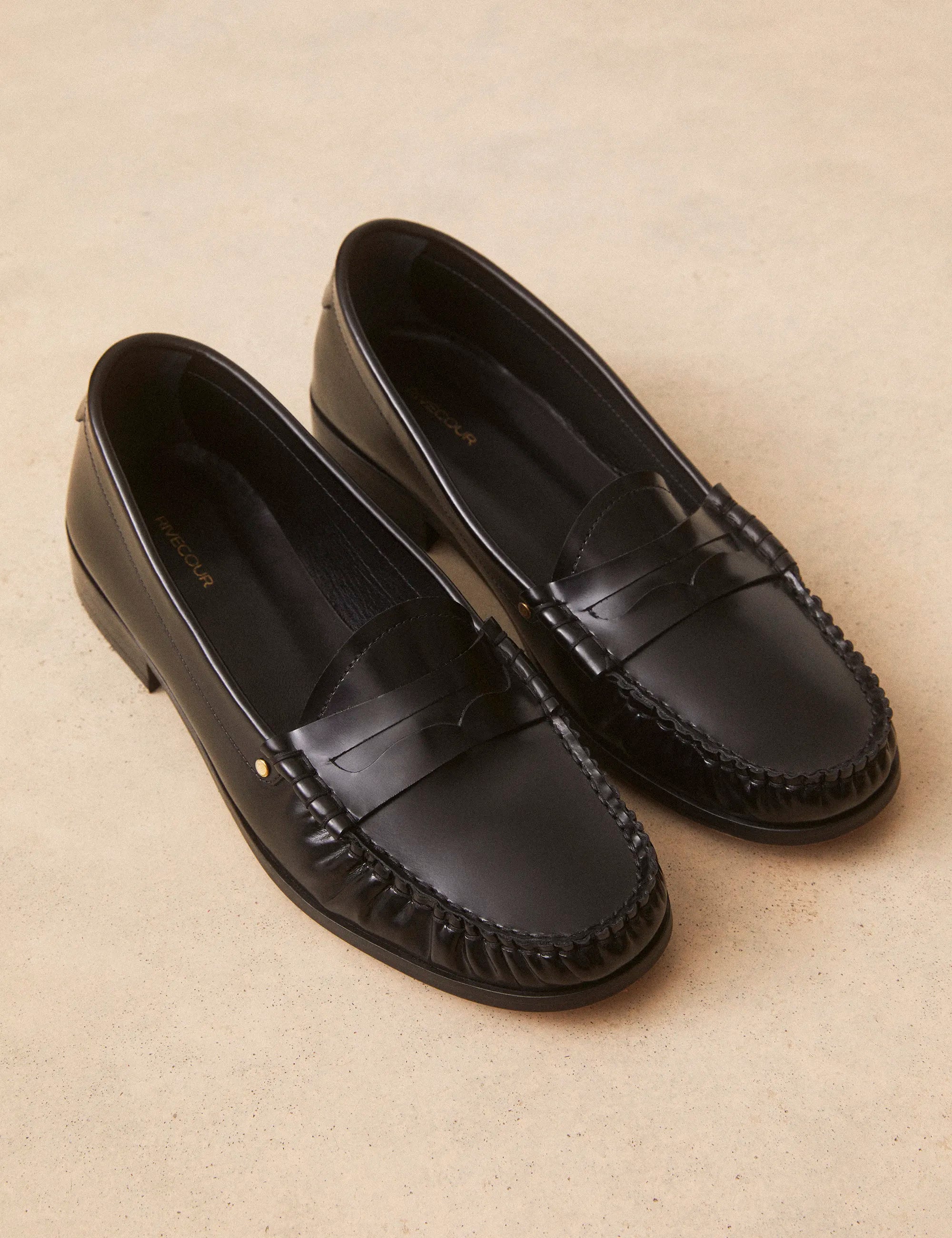 Mocassins Cuir Glacé Noir - Numéro 182 - Rivecour