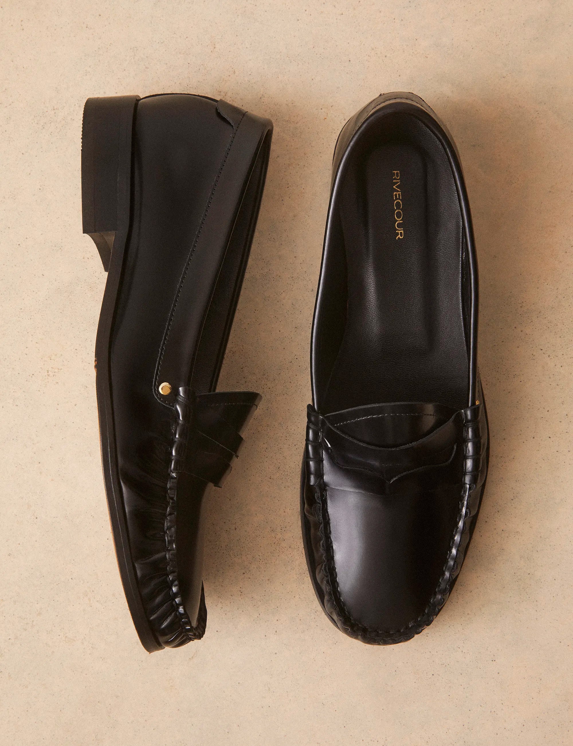 Mocassins Cuir Glacé Noir - Numéro 182 - Rivecour