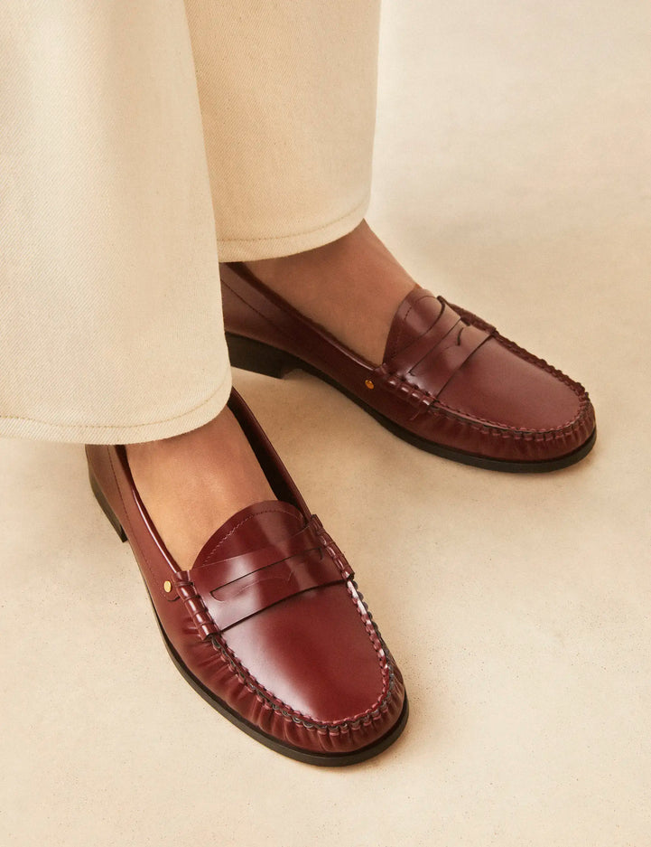 Mocassins Cuir Glacé Bordeaux - Numéro 182 - Rivecour