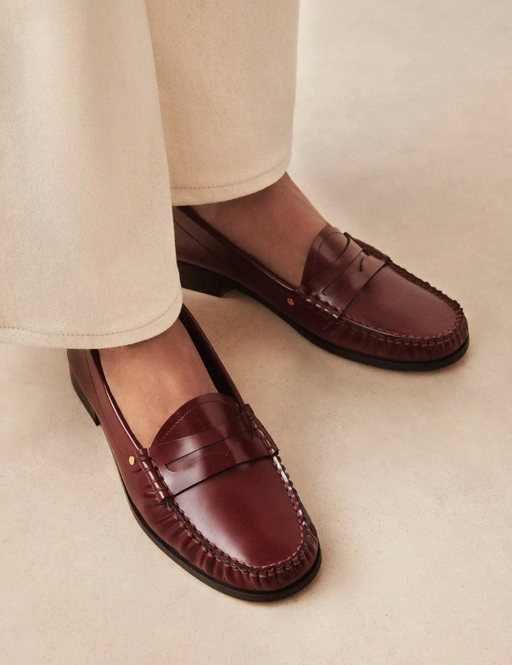 Mocassins Cuir Glacé Bordeaux - Numéro 182 - Rivecour
