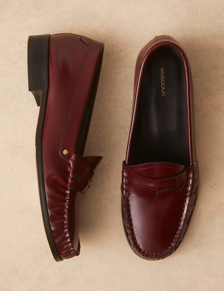 Mocassins Cuir Glacé Bordeaux - Numéro 182 - Rivecour