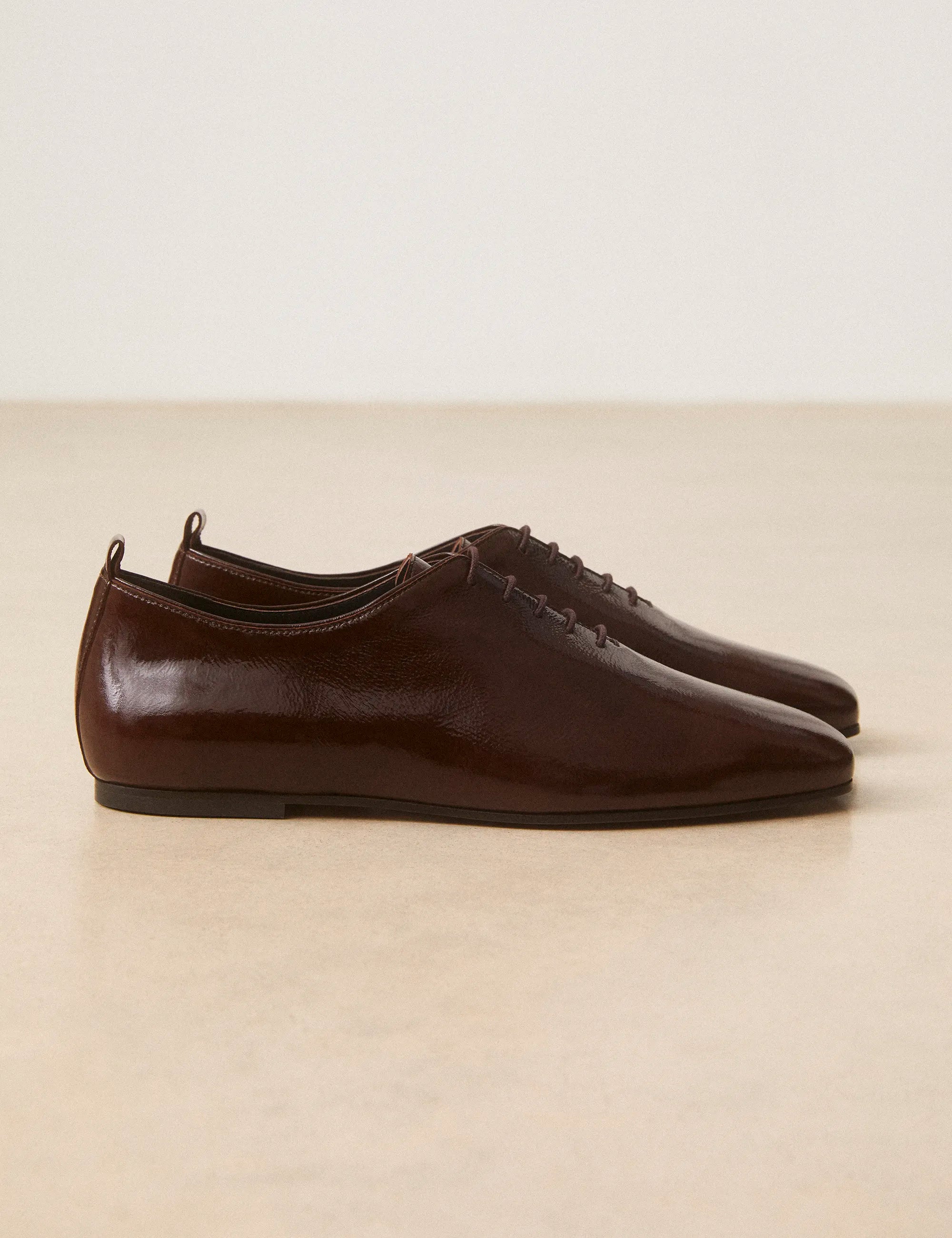 Richelieu Cuir Vernis Marron Chocolat - Numéro 189 - Rivecour