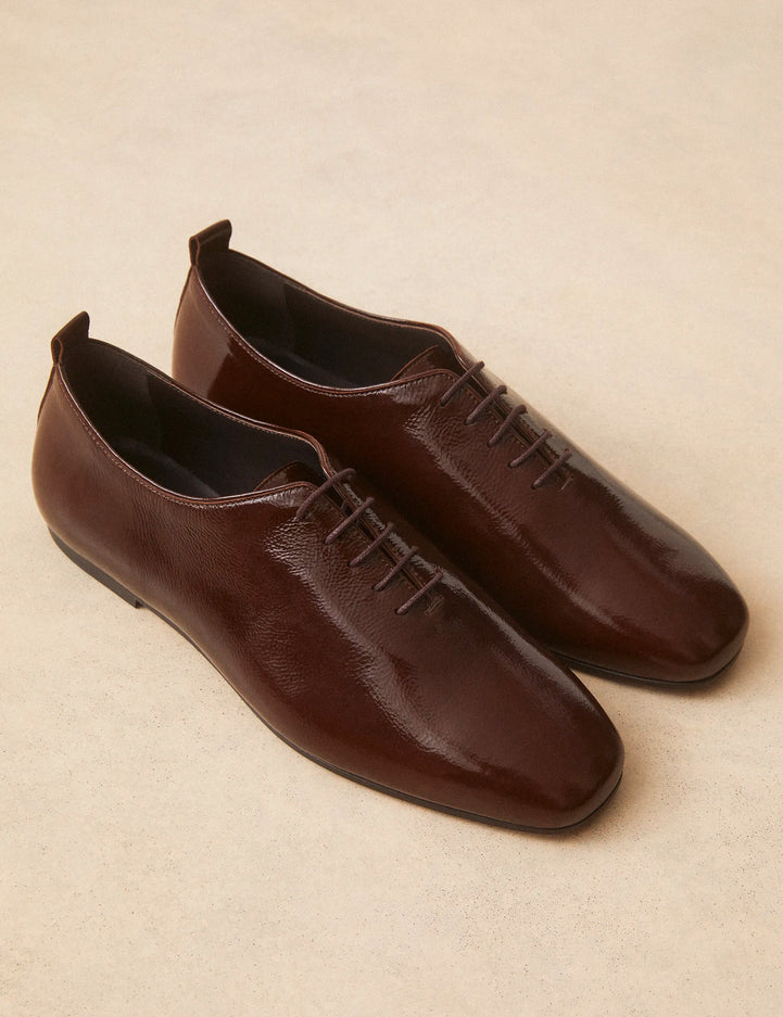 Richelieu Cuir Vernis Marron Chocolat - Numéro 189 - Rivecour