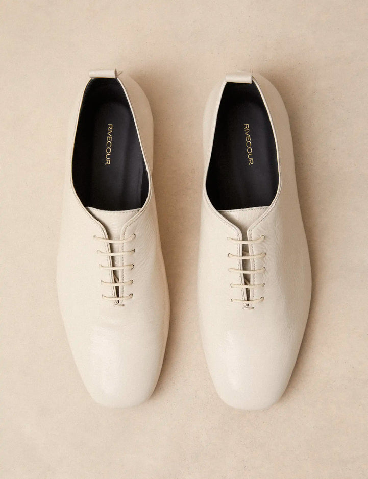 Richelieu Cuir Vernis Blanc Cassé - Numéro 189 - Rivecour