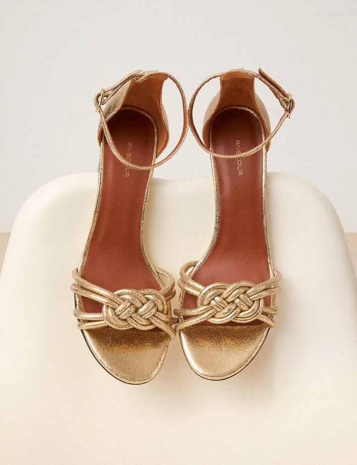 Sandales À Talons Cuir Craquelé Doré - Numéro 191 - Rivecour [sandales-a-talons] [heeled-sandals]