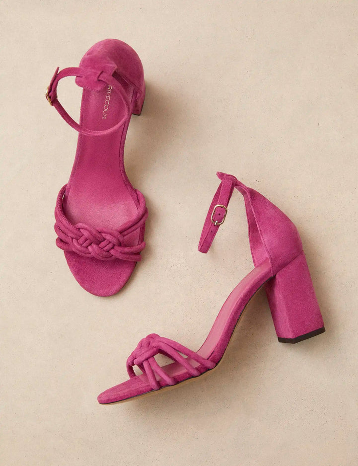 Sandales À Talons Suède Rose Pivoine - Numéro 191 - Rivecour