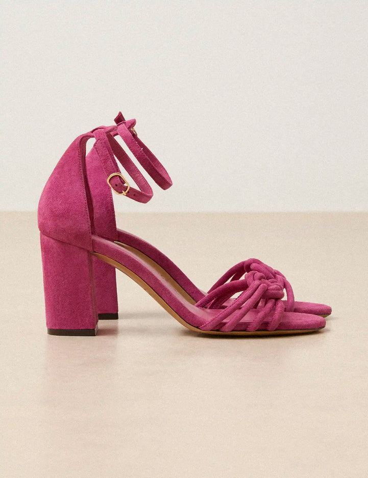 Sandales À Talons Suède Rose Pivoine - Numéro 191 - Rivecour