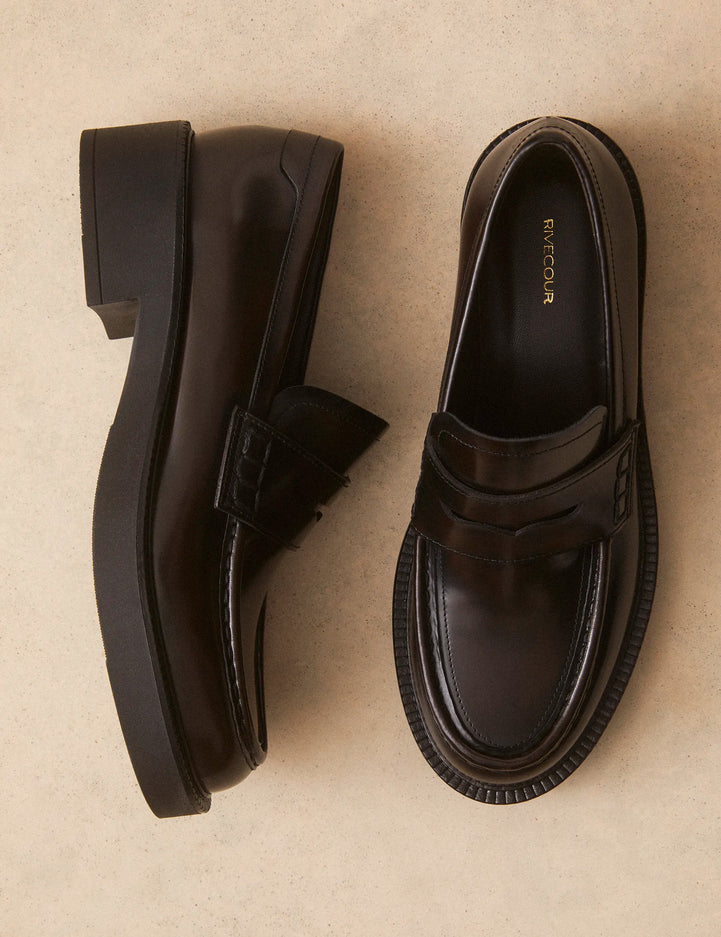 Mocassins Cuir Glacé Marron Chocolat - Numéro 198 - Rivecour