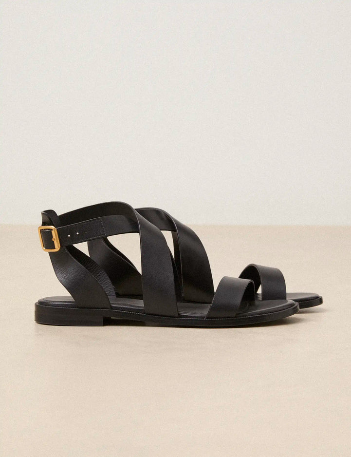 Flat Sandals Leather Black - Numéro 202 - Rivecour