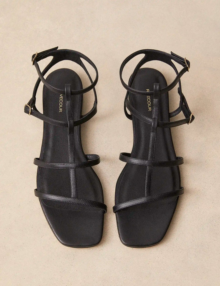 Flat Sandals Leather Nappa Black - Numéro 210 - Rivecour