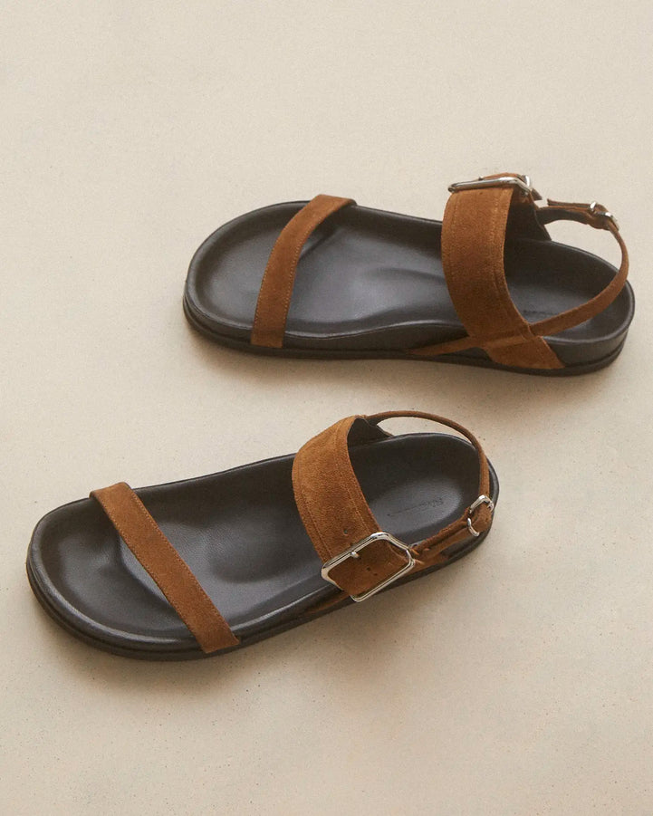 Sandales Plates Suède Cognac - Numéro 218 - Rivecour