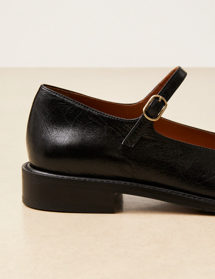 Babies Cuir Façon Vintage Noir - Numéro 254 - Rivecour