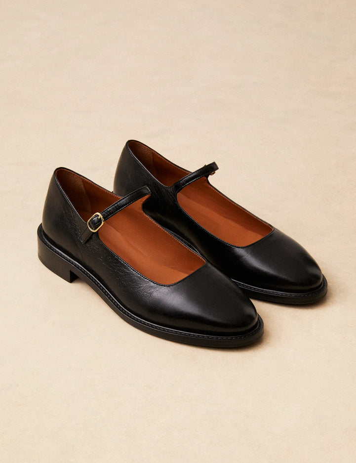Babies Cuir Façon Vintage Noir - Numéro 254 - Rivecour