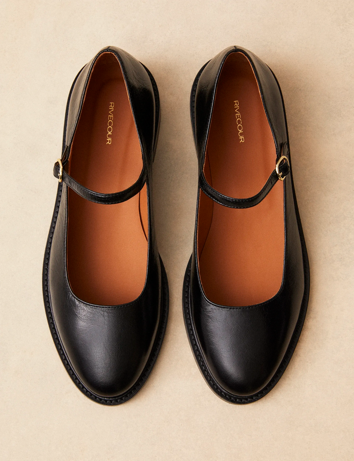Babies Cuir Façon Vintage Noir - Numéro 254 - Rivecour
