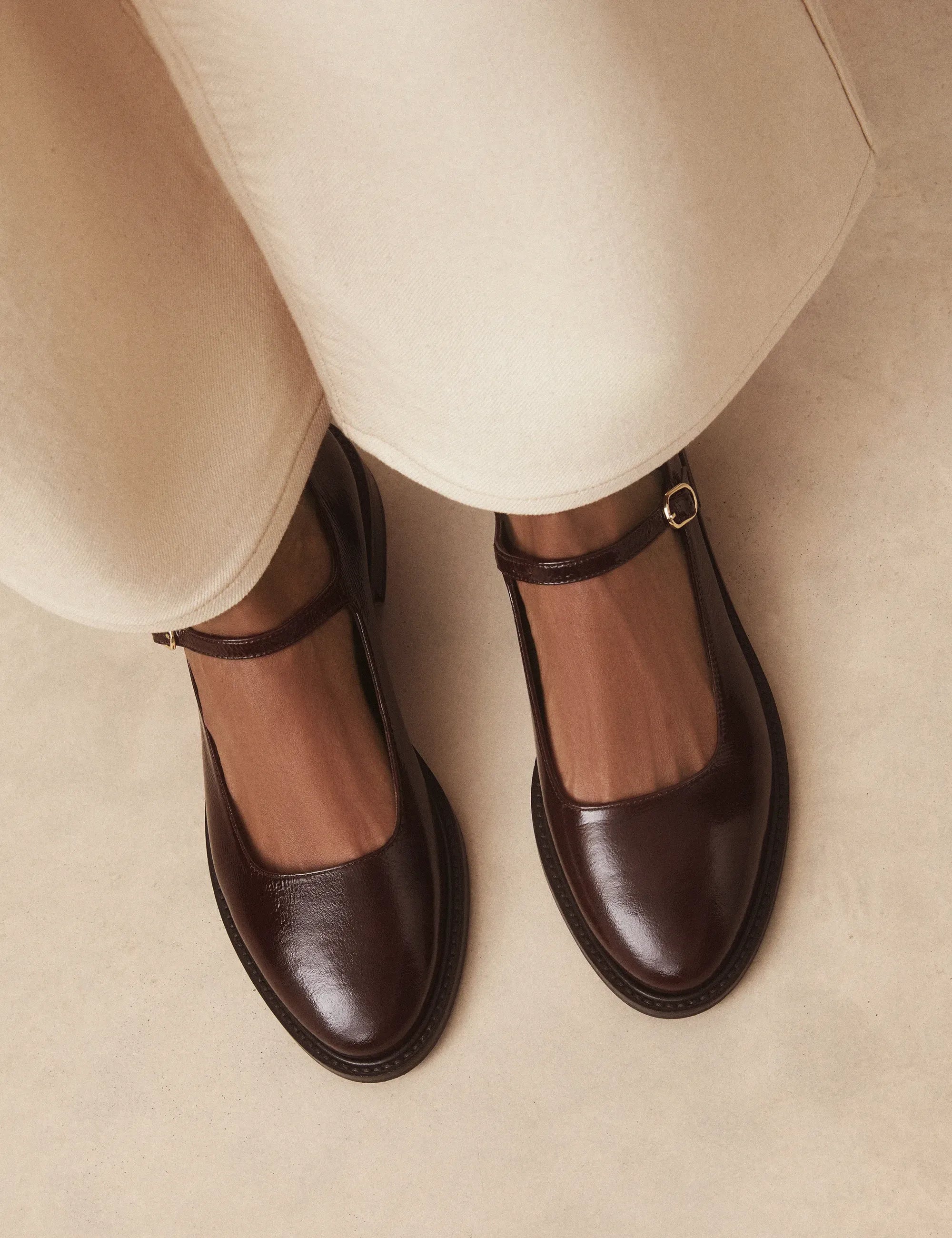Babies Cuir Vernis Marron Chocolat - Numéro 254 - Rivecour