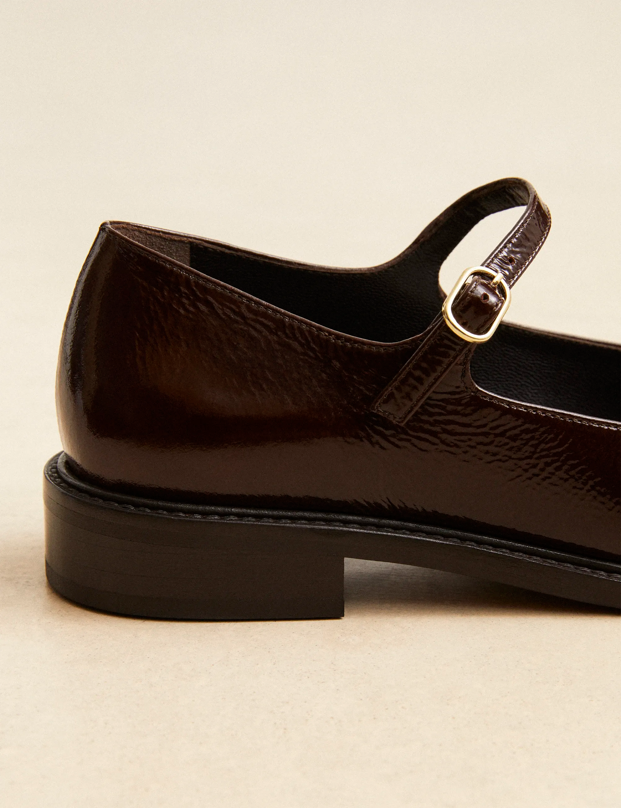 Babies Cuir Vernis Marron Chocolat - Numéro 254 - Rivecour