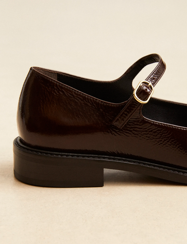 Babies Cuir Vernis Marron Chocolat - Numéro 254 - Rivecour