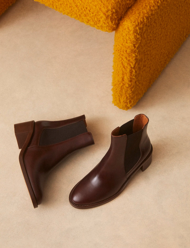 Bottines À Talons Cuir Marron Chocolat - Numéro 289 - Rivecour
