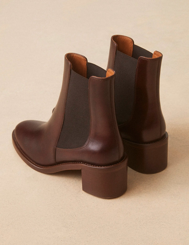 Bottines À Talons Cuir Marron Chocolat - Numéro 289 - Rivecour