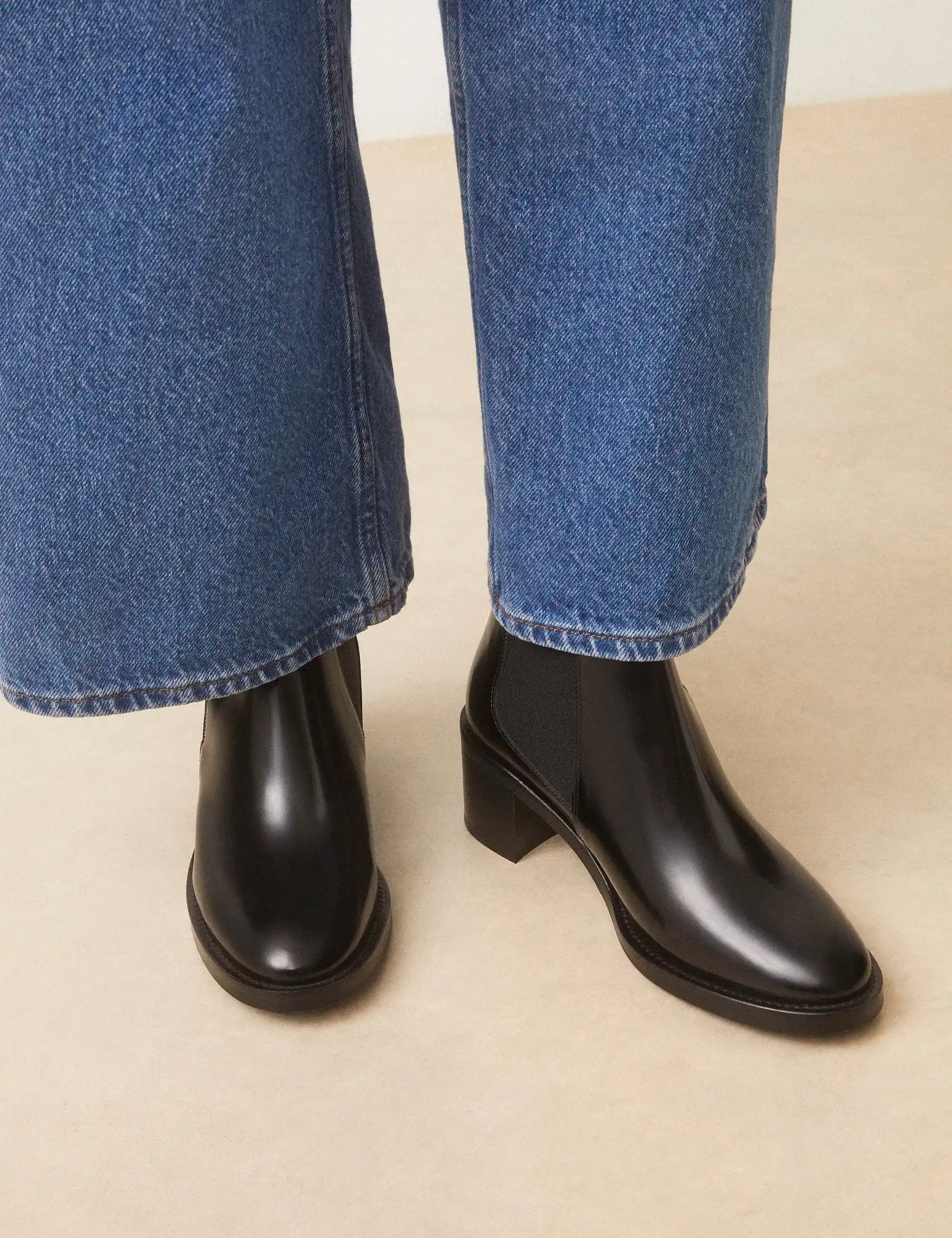 Bottines À Talons Cuir Glacé Noir - Numéro 289 - Rivecour