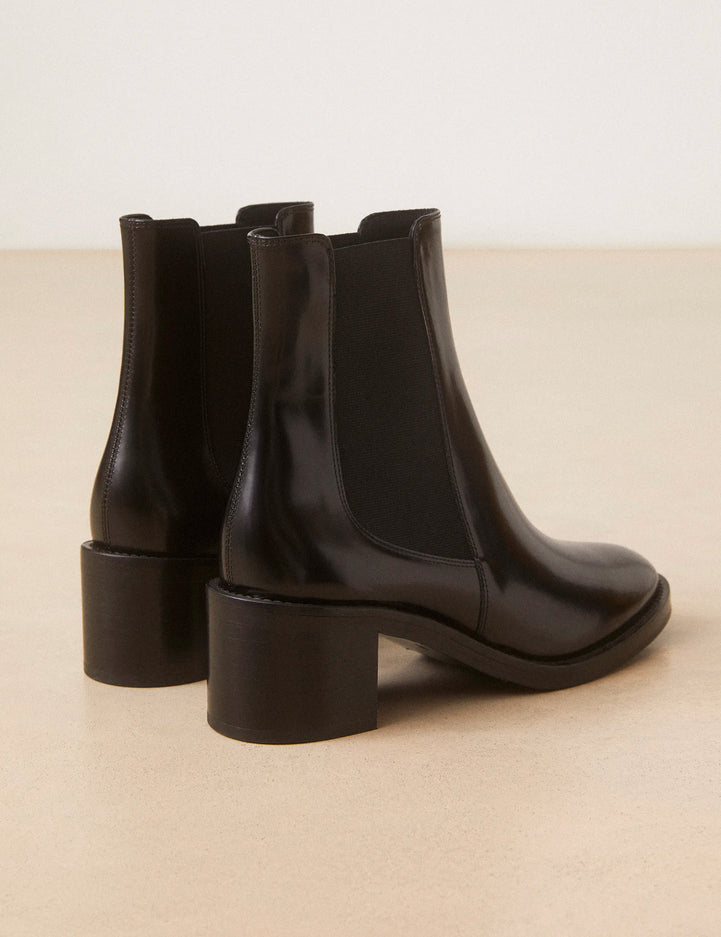 Bottines À Talons Cuir Glacé Noir - Numéro 289 - Rivecour