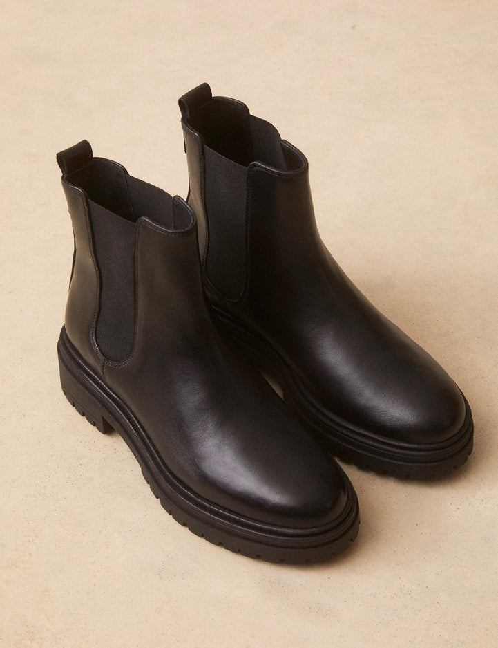 Bottines Plates Cuir Noir - Numéro 301 - Rivecour
