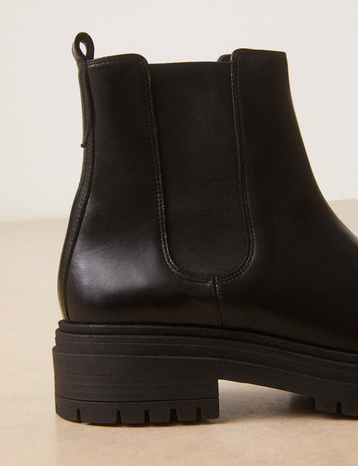 Bottines Plates Cuir Noir - Numéro 301 - Rivecour