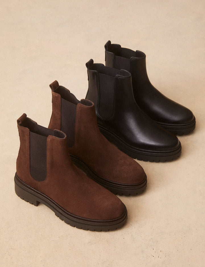 Bottines Plates Suède Marron Chocolat - Numéro 301 - Rivecour