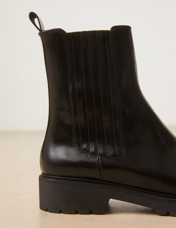 Bottines Plates Cuir Glacé Noir - Numéro 305 - Rivecour