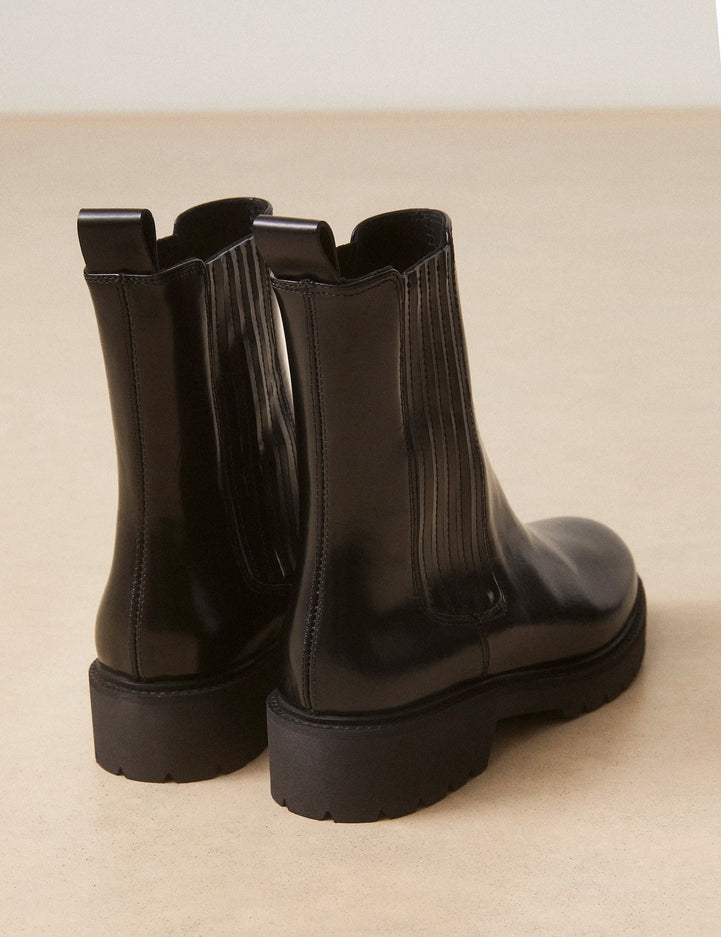 Bottines Plates Cuir Glacé Noir - Numéro 305 - Rivecour