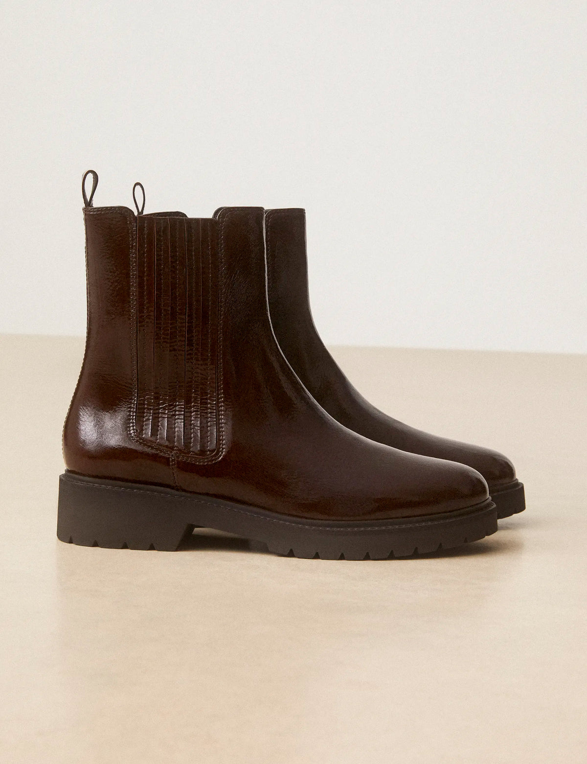 Bottines Plates Cuir Vernis Marron Chocolat - Numéro 305 - Rivecour