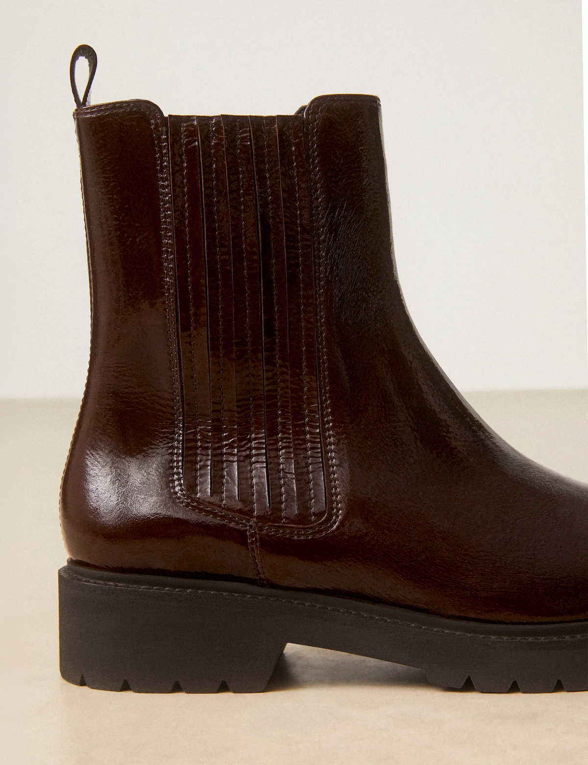 Bottines Plates Cuir Vernis Marron Chocolat - Numéro 305 - Rivecour