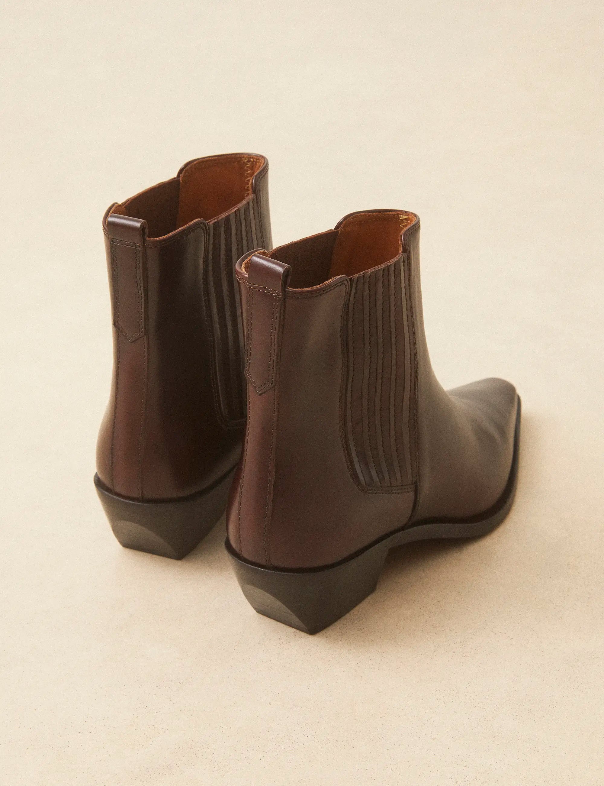 Bottines À Talons Cuir Marron Chocolat - Numéro 405 - Rivecour
