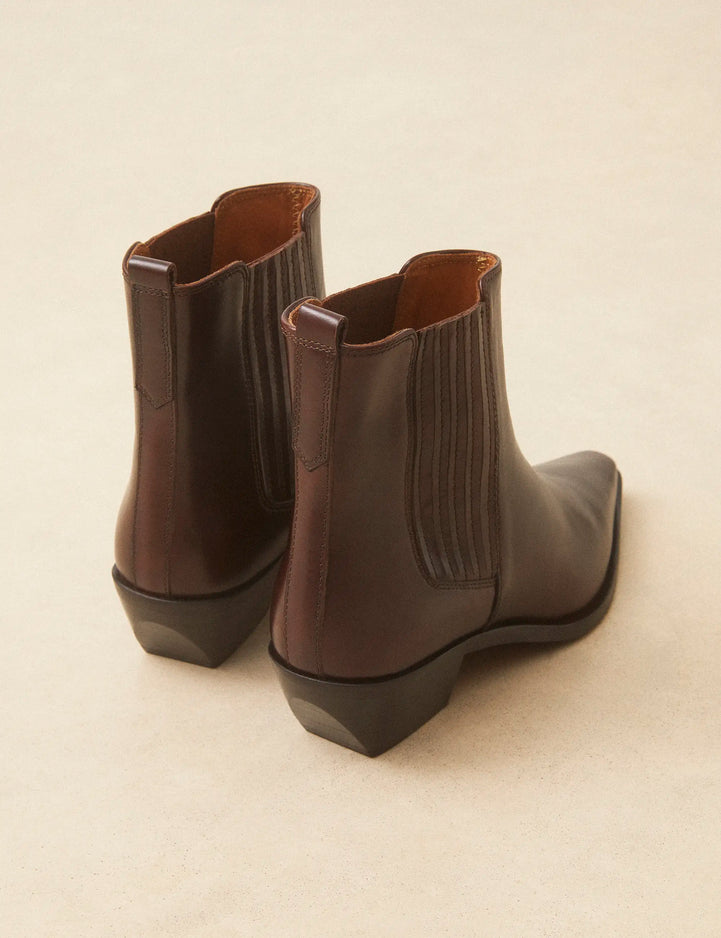 Bottines À Talons Cuir Marron Chocolat - Numéro 405 - Rivecour