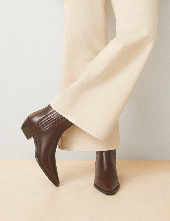 Bottines À Talons Cuir Marron Chocolat - Numéro 405 - Rivecour