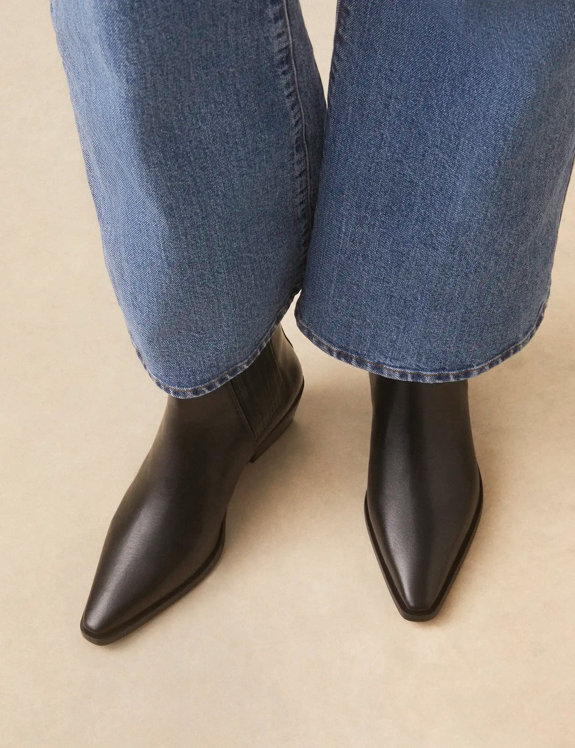 Bottines À Talons Cuir Glacé Noir - Numéro 405 - Rivecour