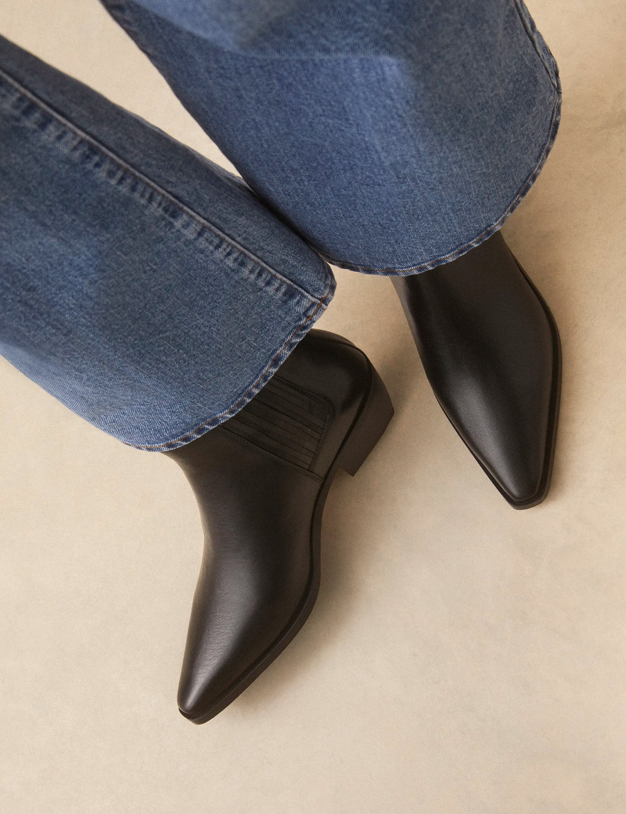 Bottines À Talons Cuir Glacé Noir - Numéro 405 - Rivecour