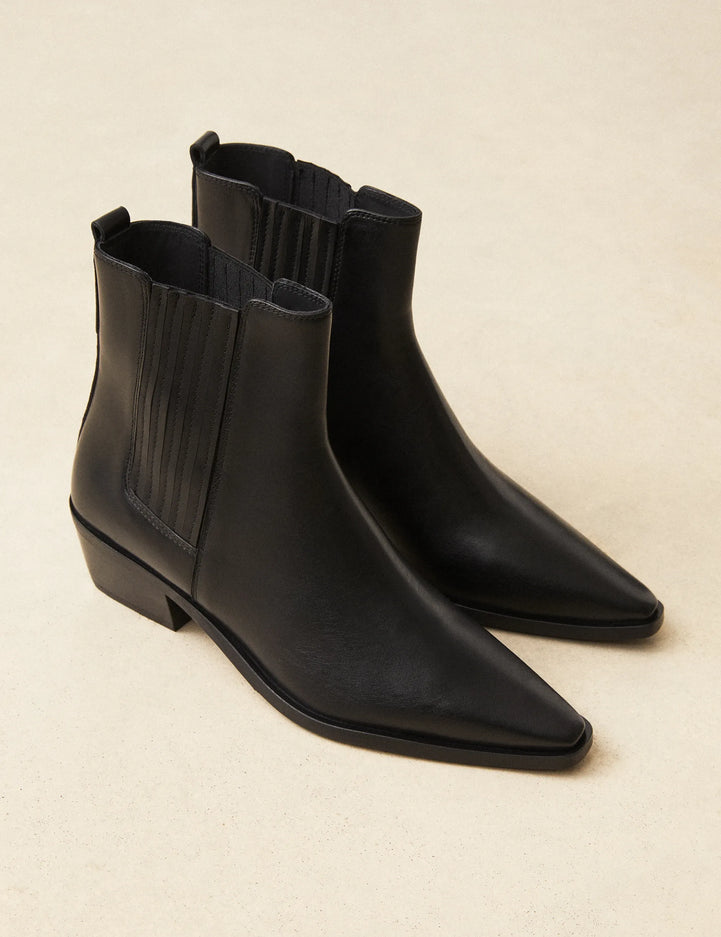 Bottines À Talons Cuir Glacé Noir - Numéro 405 - Rivecour