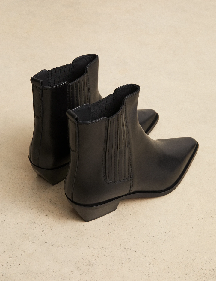Bottines À Talons Cuir Glacé Noir - Numéro 405 - Rivecour