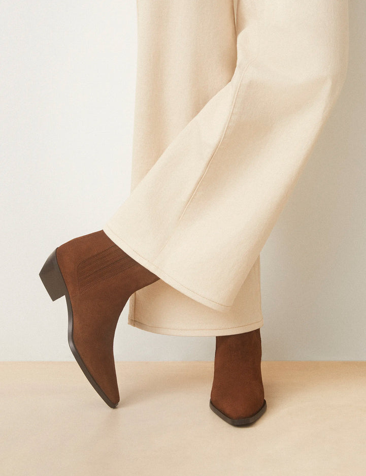 Bottines À Talons Suède Noisette - Numéro 405 - Rivecour